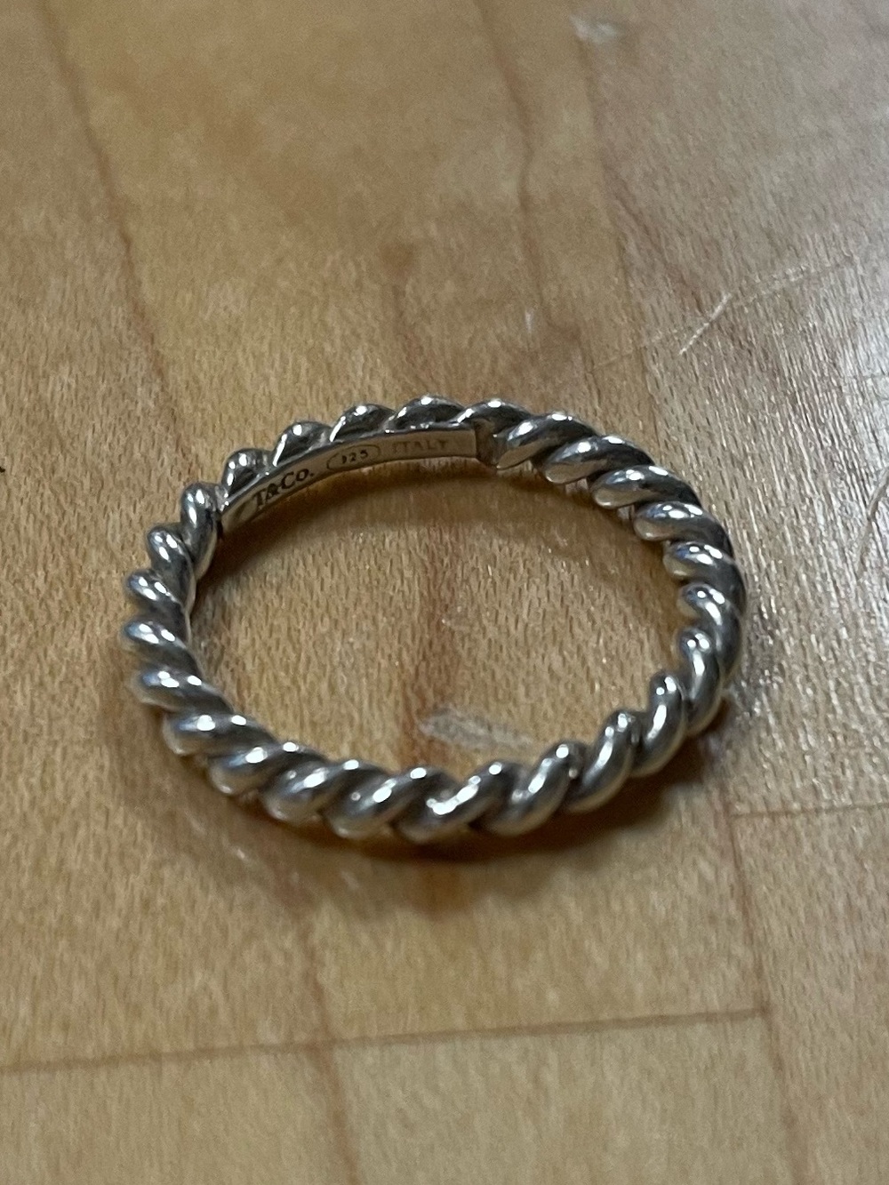 Tiffany & Co. Sterling Twisted Rope Ring - Silver Sz 4